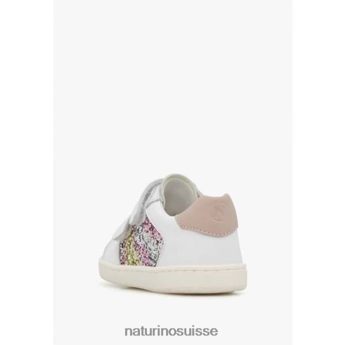enfants kozuc vl T88FLL405 Naturino baskets en cuir et daim blanc argenté