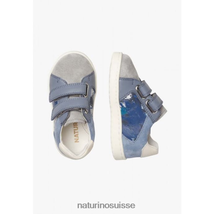 enfants kozuc vl T88FLL447 Naturino baskets en cuir et daim gris marine
