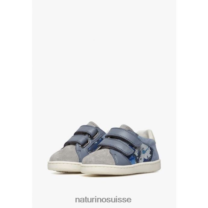 enfants kozuc vl T88FLL447 Naturino baskets en cuir et daim gris marine