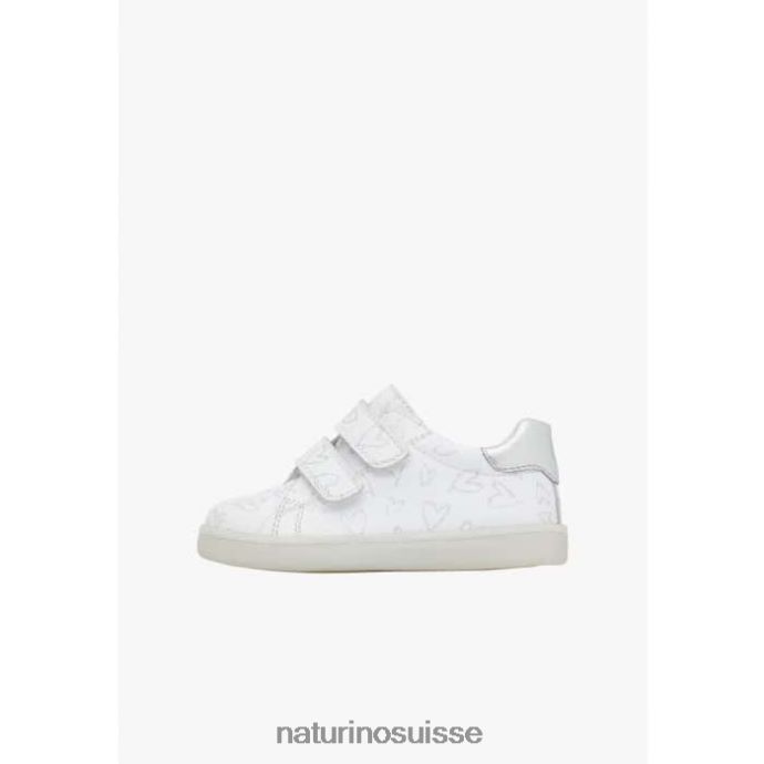 enfants owie vl T88FLL386 Naturino baskets en cuir avec imprimé coeurs blanc