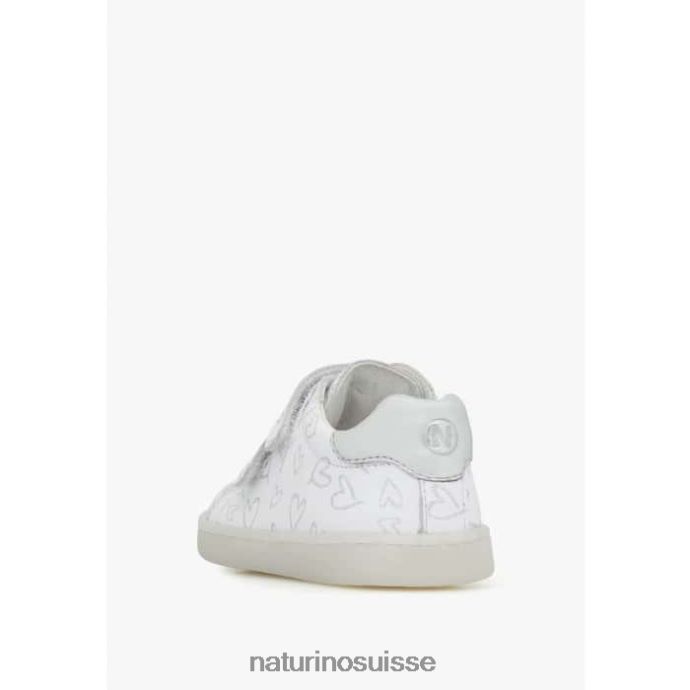 enfants owie vl T88FLL386 Naturino baskets en cuir avec imprimé coeurs blanc