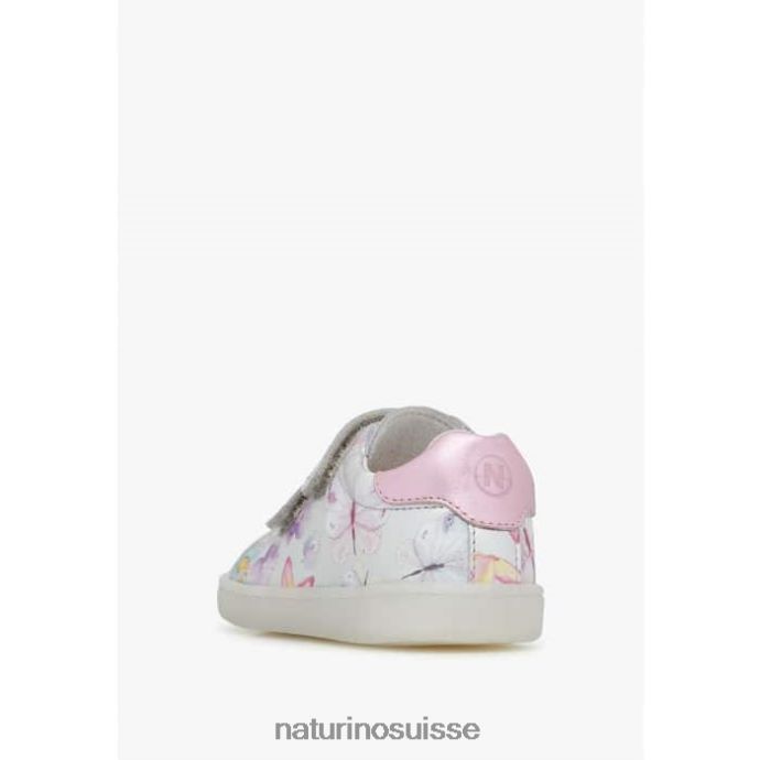enfants owie vl T88FLL417 Naturino baskets en cuir à imprimé papillon argent