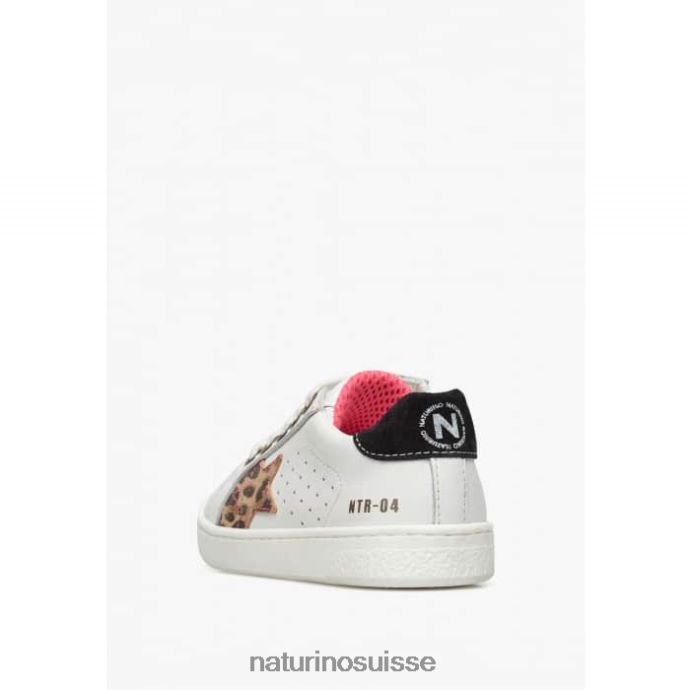 enfants épingle à glissière. T88FLL391 Naturino baskets en cuir et daim blanc