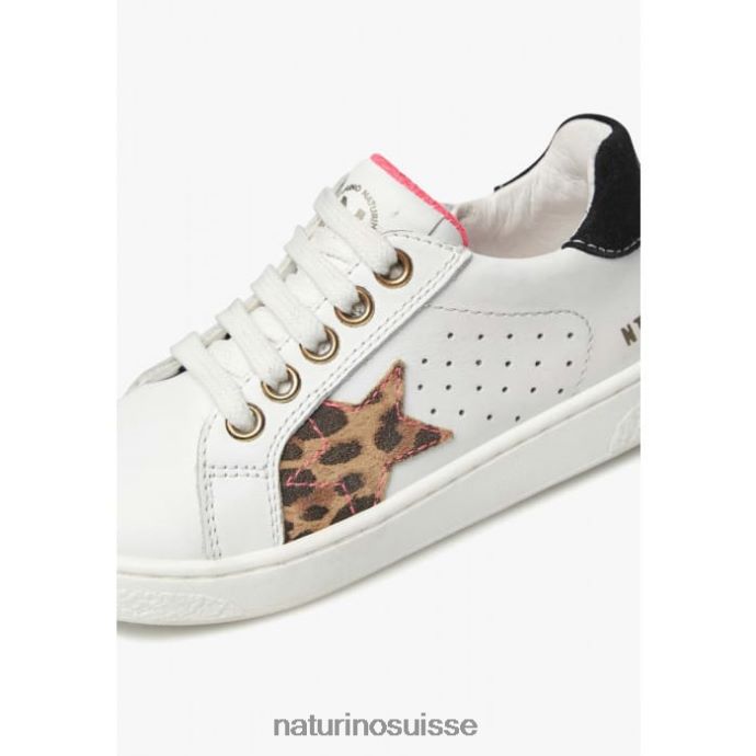 enfants épingle à glissière. T88FLL391 Naturino baskets en cuir et daim blanc