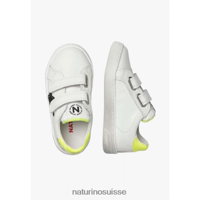 enfants épingler vl. T88FLL457 Naturino baskets en cuir et daim blanc noir