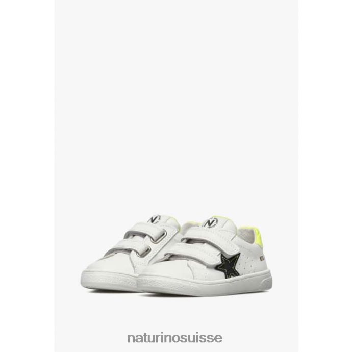 enfants épingler vl. T88FLL457 Naturino baskets en cuir et daim blanc noir