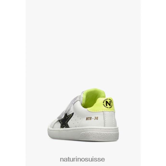 enfants épingler vl. T88FLL457 Naturino baskets en cuir et daim blanc noir