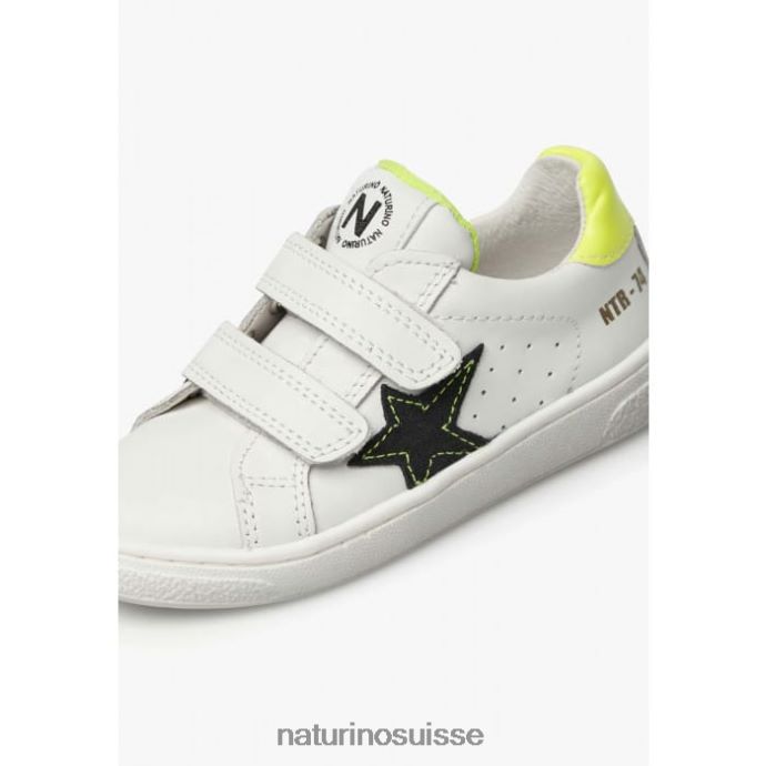 enfants épingler vl. T88FLL457 Naturino baskets en cuir et daim blanc noir