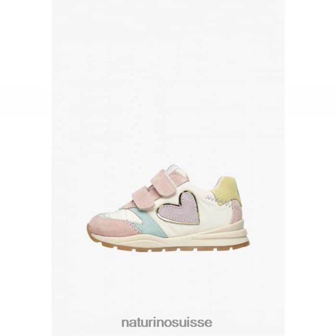 enfants quelly vl T88FLL412 Naturino baskets en daim et tissu rose-blanc