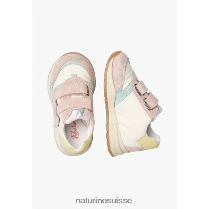 enfants quelly vl T88FLL412 Naturino baskets en daim et tissu rose-blanc