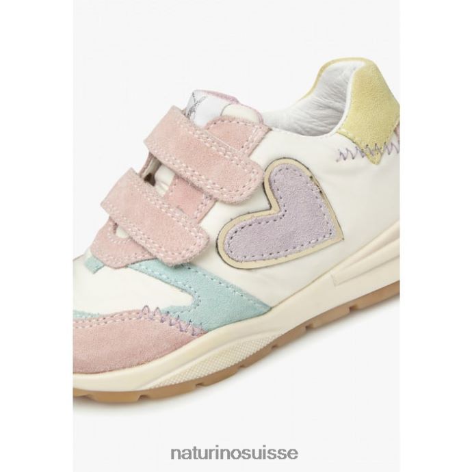 enfants quelly vl T88FLL412 Naturino baskets en daim et tissu rose-blanc