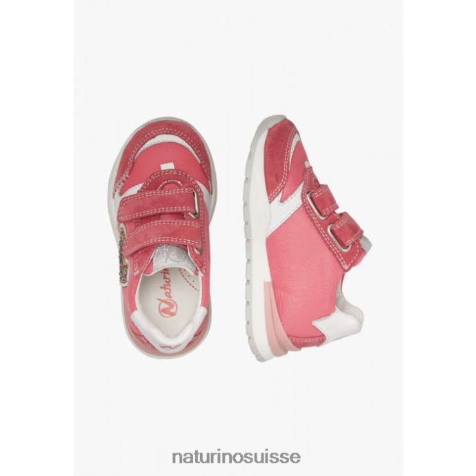enfants quelly vl T88FLL414 Naturino baskets en cuir et tissu fuchsia