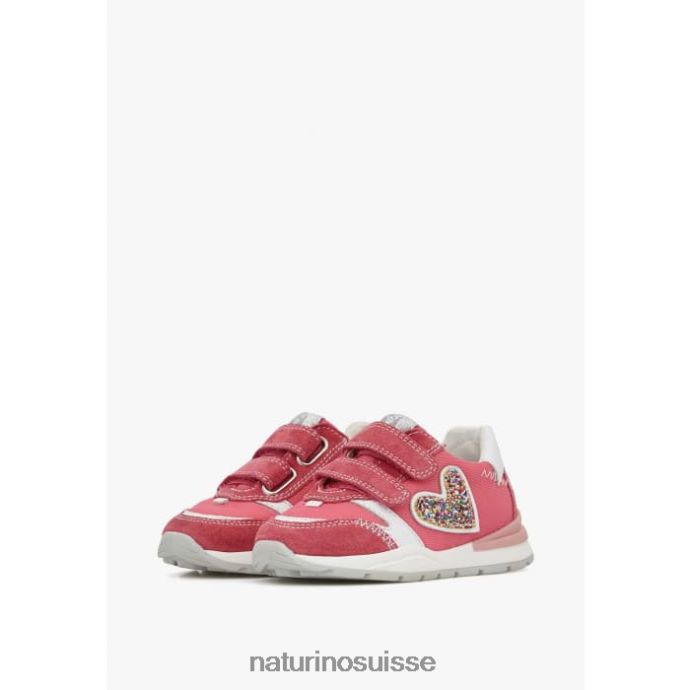 enfants quelly vl T88FLL414 Naturino baskets en cuir et tissu fuchsia