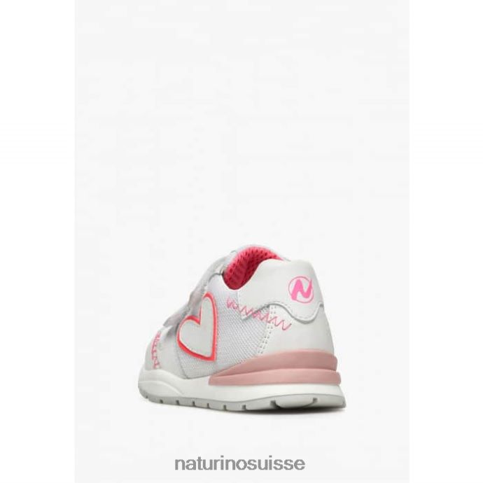 enfants quelly vl T88FLL449 Naturino baskets en cuir et tissu blanc-rose