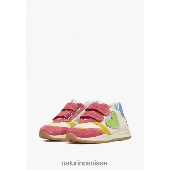 enfants quelly vl T88FLL479 Naturino baskets en daim et tissu fuchsia-blanc