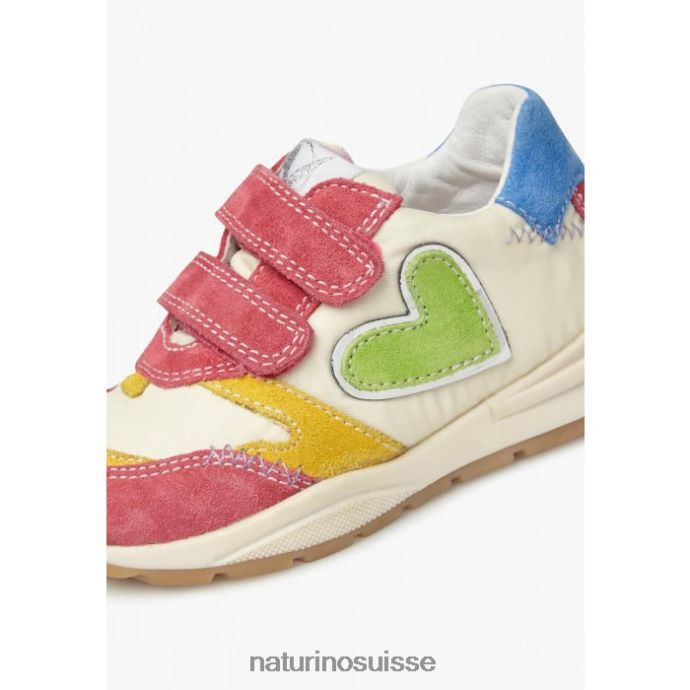 enfants quelly vl T88FLL479 Naturino baskets en daim et tissu fuchsia-blanc