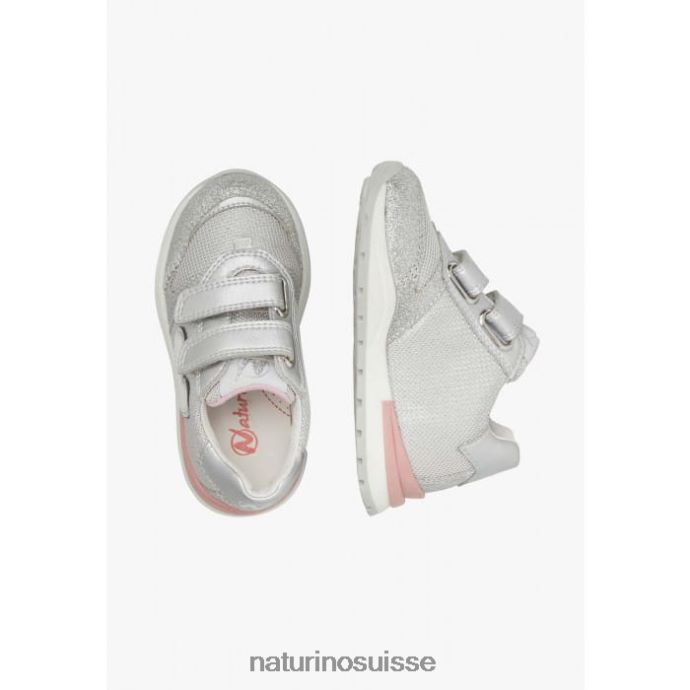 enfants quelly vl T88FLL501 Naturino baskets en cuir et tissu argent