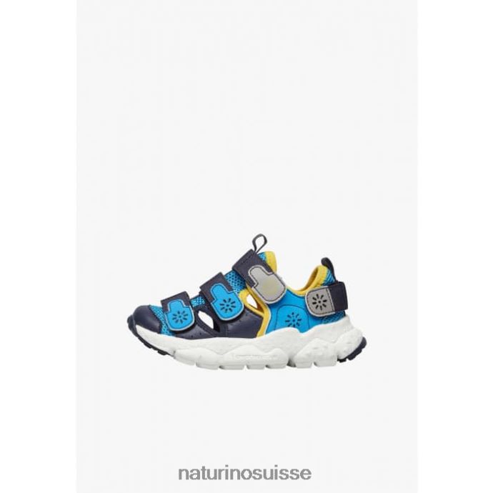 enfants ray junior vl. T88FLL30 Naturino baskets en cuir écologique et tissu marine-bleu clair