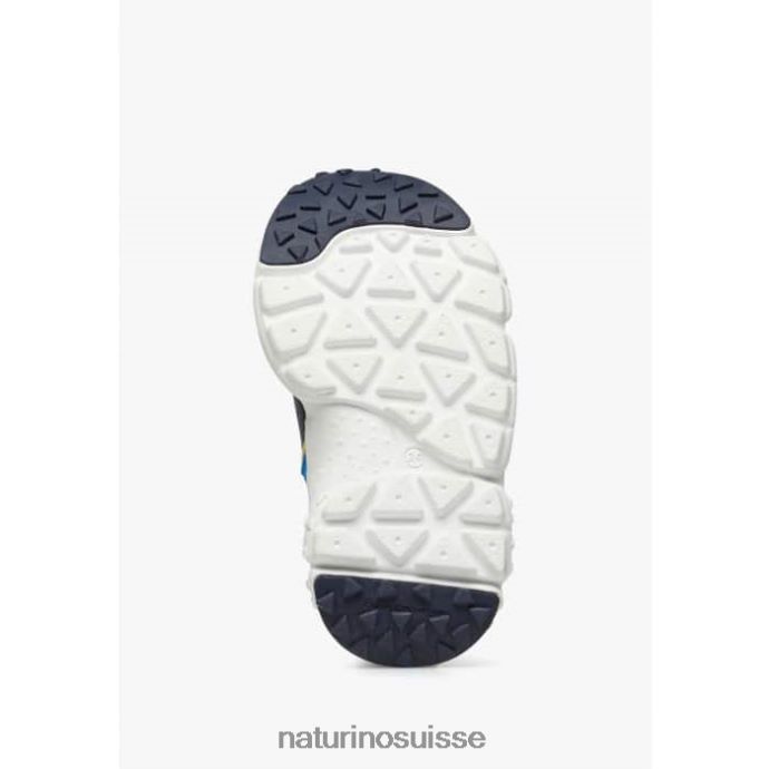 enfants ray junior vl. T88FLL30 Naturino baskets en cuir écologique et tissu marine-bleu clair