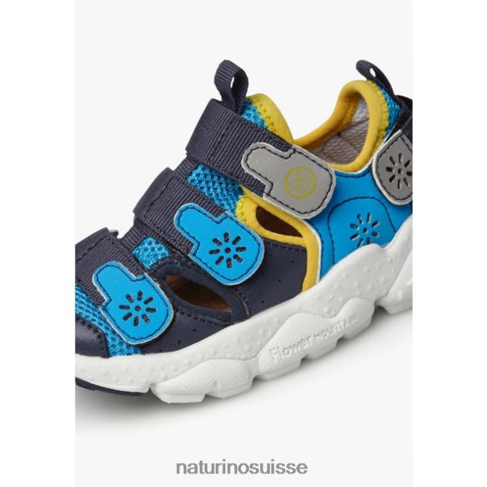 enfants ray junior vl. T88FLL30 Naturino baskets en cuir écologique et tissu marine-bleu clair