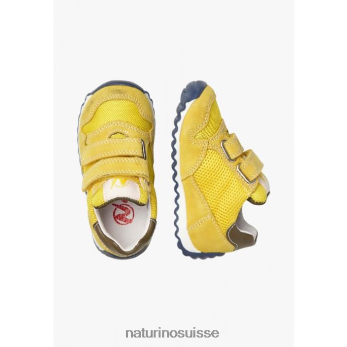enfants sammy 2 vl. T88FLL381 Naturino baskets en cuir et tissu jaune