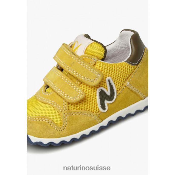 enfants sammy 2 vl. T88FLL381 Naturino baskets en cuir et tissu jaune
