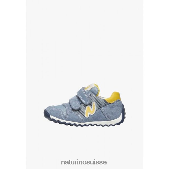 enfants sammy 2 vl. T88FLL415 Naturino baskets en cuir et tissu bleu clair