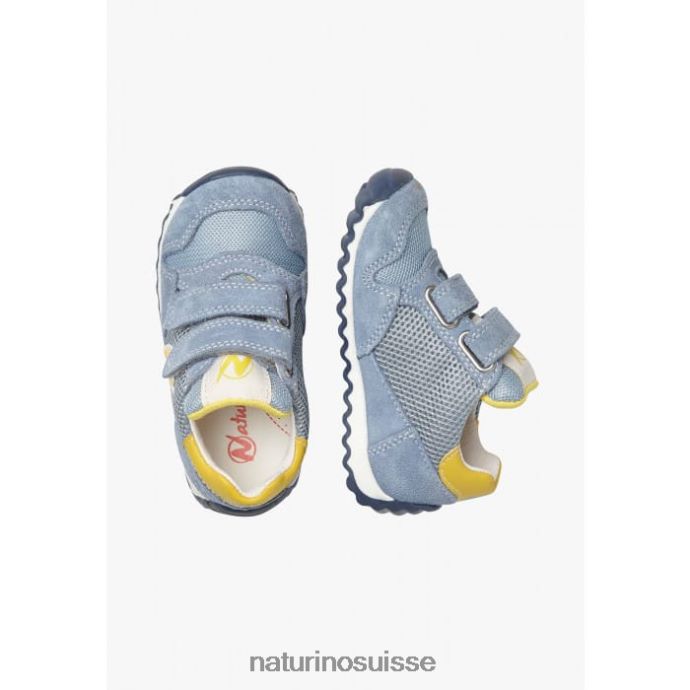 enfants sammy 2 vl. T88FLL415 Naturino baskets en cuir et tissu bleu clair