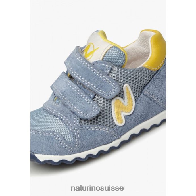enfants sammy 2 vl. T88FLL415 Naturino baskets en cuir et tissu bleu clair
