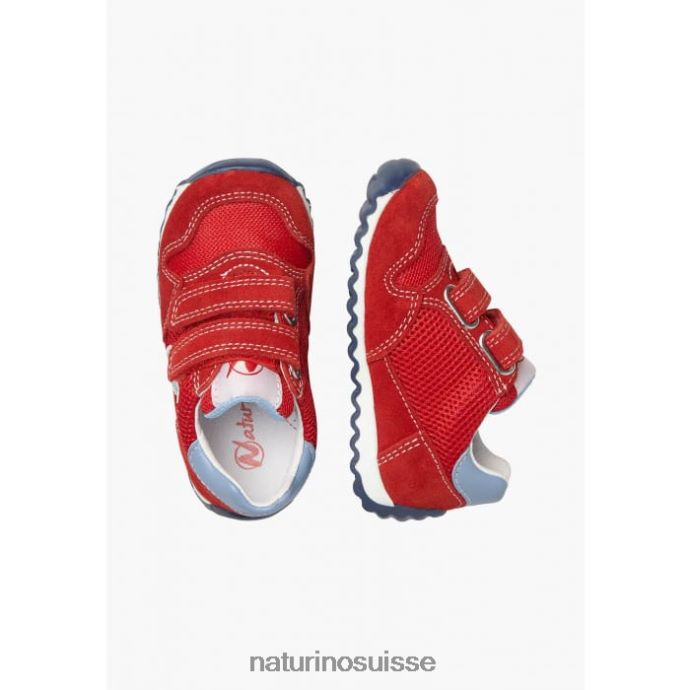 enfants sammy 2 vl. T88FLL418 Naturino baskets en cuir et tissu rouge