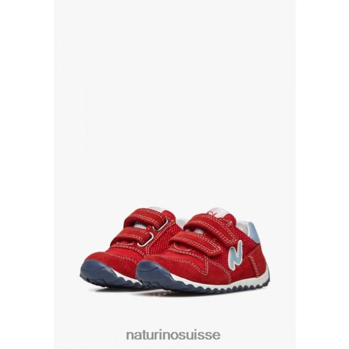 enfants sammy 2 vl. T88FLL418 Naturino baskets en cuir et tissu rouge