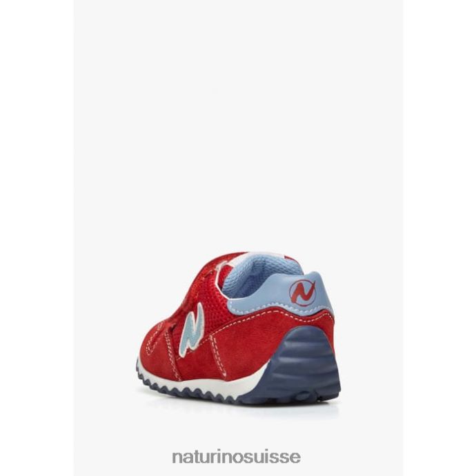 enfants sammy 2 vl. T88FLL418 Naturino baskets en cuir et tissu rouge