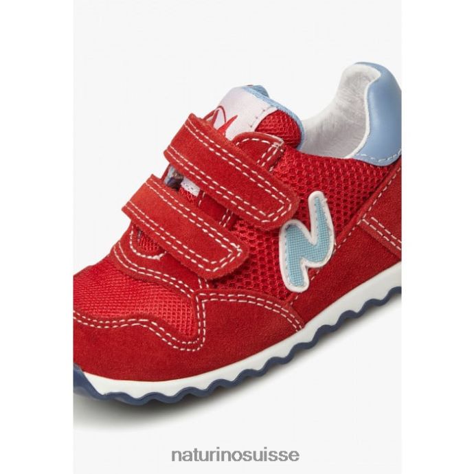 enfants sammy 2 vl. T88FLL418 Naturino baskets en cuir et tissu rouge