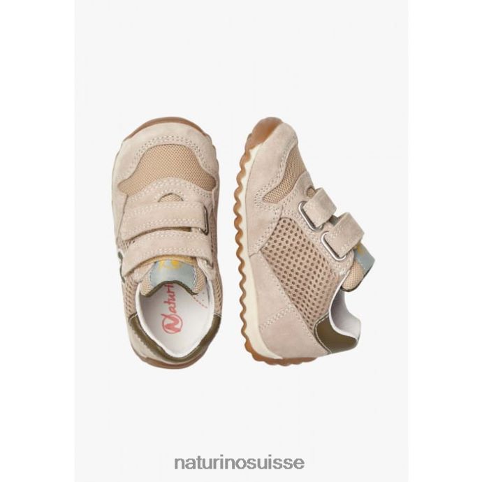enfants sammy 2 vl. T88FLL422 Naturino baskets en cuir et tissu beige