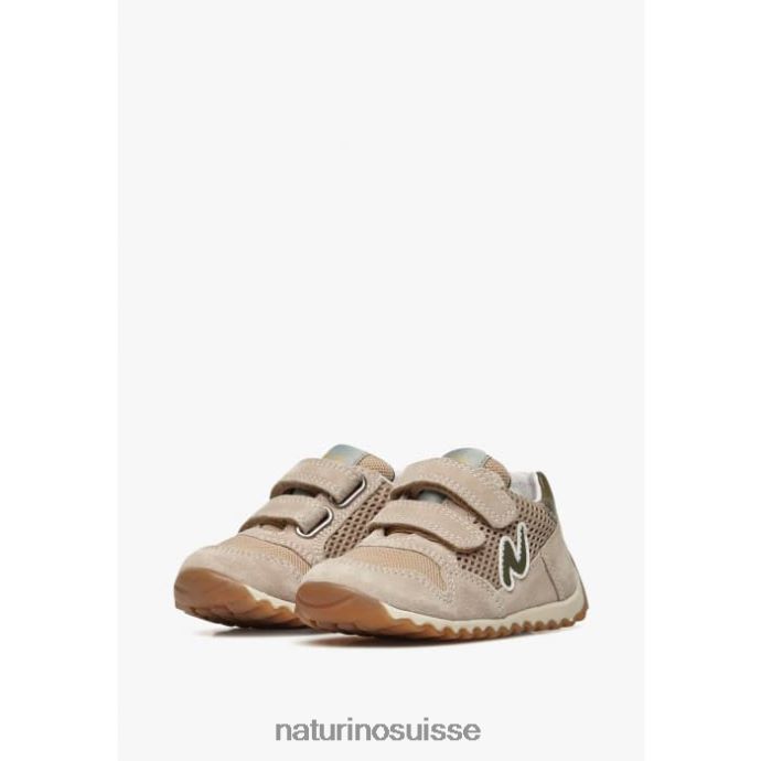 enfants sammy 2 vl. T88FLL422 Naturino baskets en cuir et tissu beige