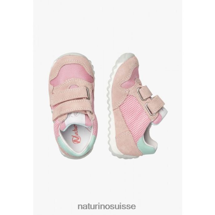enfants sammy 2 vl. T88FLL428 Naturino baskets en cuir et tissu rose
