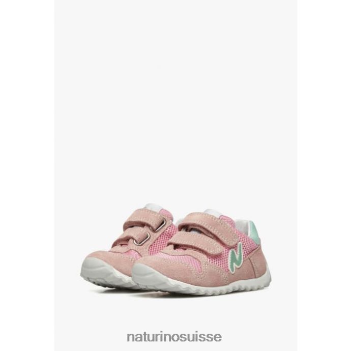 enfants sammy 2 vl. T88FLL428 Naturino baskets en cuir et tissu rose