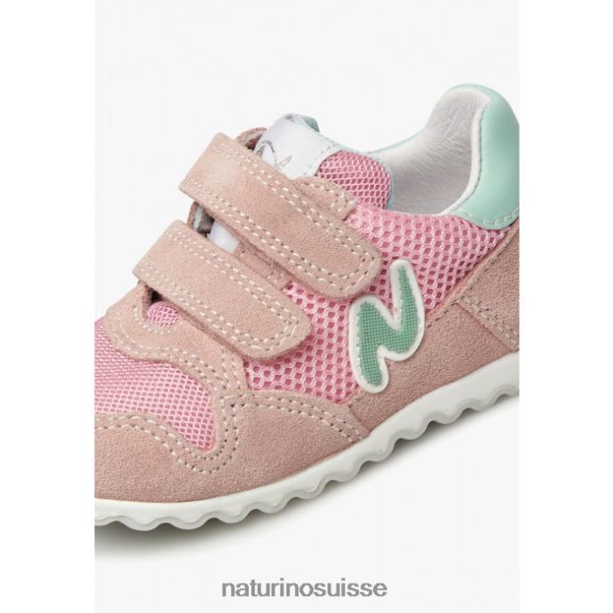 enfants sammy 2 vl. T88FLL428 Naturino baskets en cuir et tissu rose
