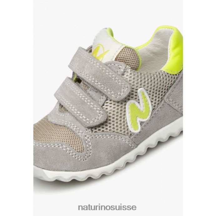 enfants sammy 2 vl. T88FLL454 Naturino baskets en cuir et tissu gris