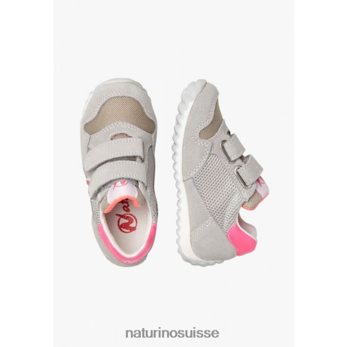 enfants sammy 2 vl. T88FLL517 Naturino baskets en cuir et tissu gris-fuchsia