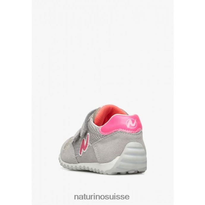 enfants sammy 2 vl. T88FLL517 Naturino baskets en cuir et tissu gris-fuchsia