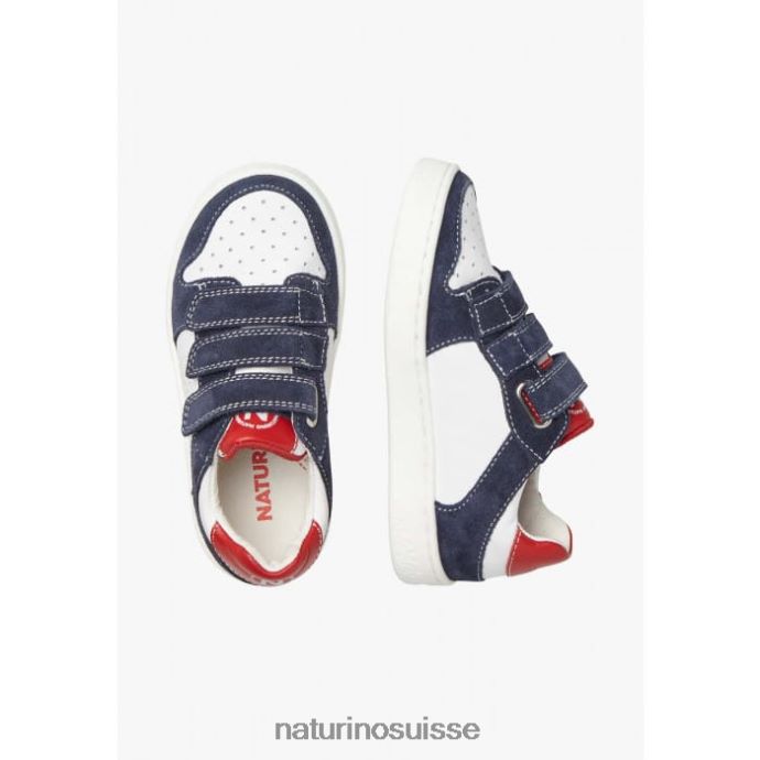 enfants théral vl. T88FLL462 Naturino baskets en cuir et daim blanc bleu