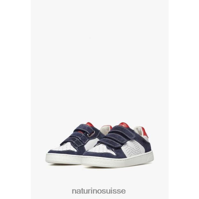enfants théral vl. T88FLL462 Naturino baskets en cuir et daim blanc bleu