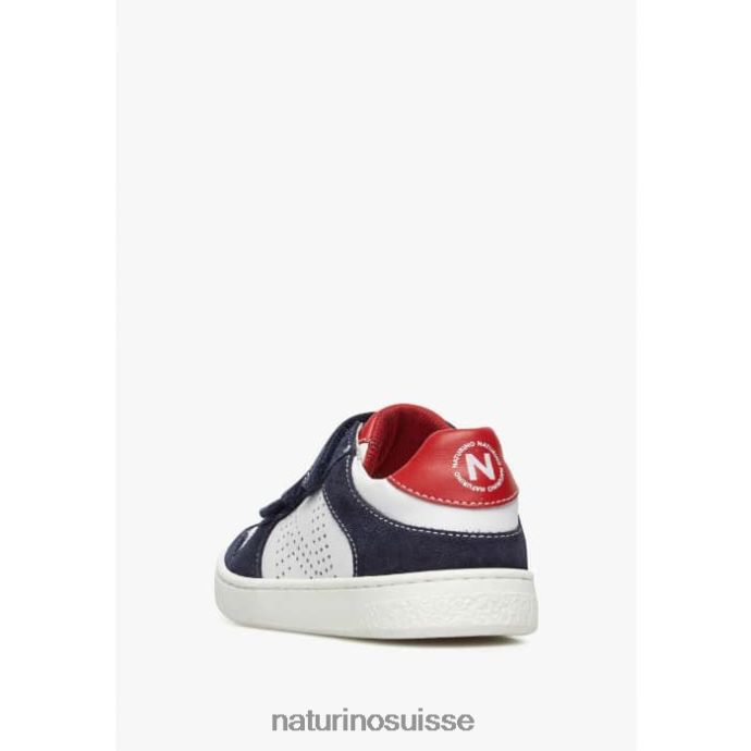 enfants théral vl. T88FLL462 Naturino baskets en cuir et daim blanc bleu