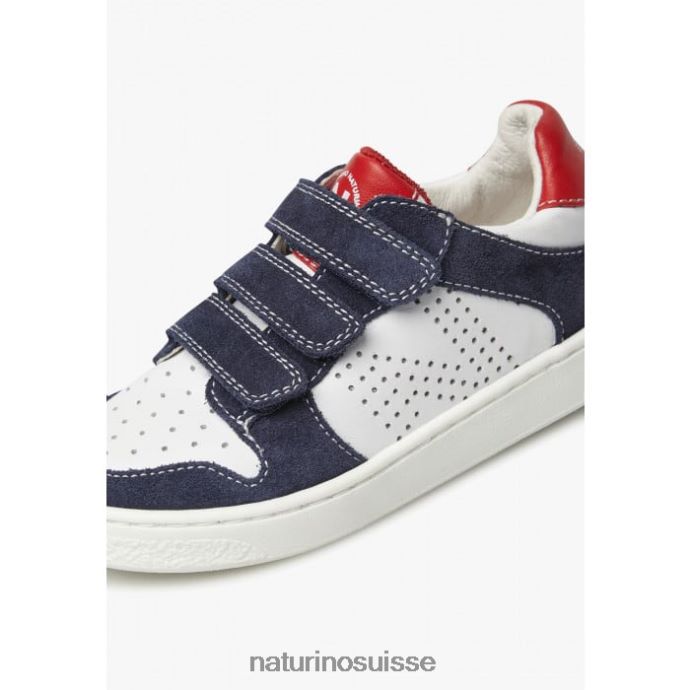 enfants théral vl. T88FLL462 Naturino baskets en cuir et daim blanc bleu