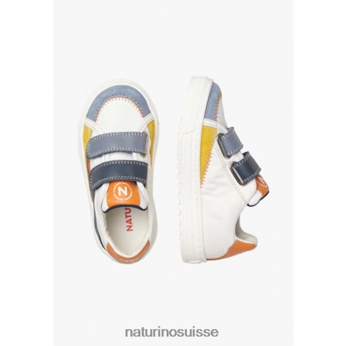 enfants vague vl. T88FLL444 Naturino baskets en cuir et tissu bleu blanc