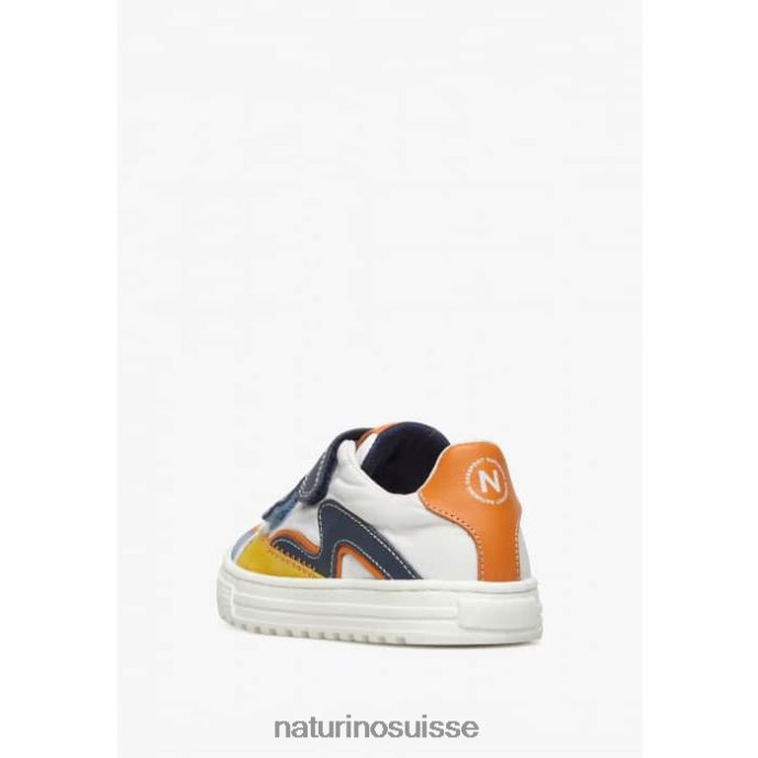 enfants vague vl. T88FLL444 Naturino baskets en cuir et tissu bleu blanc