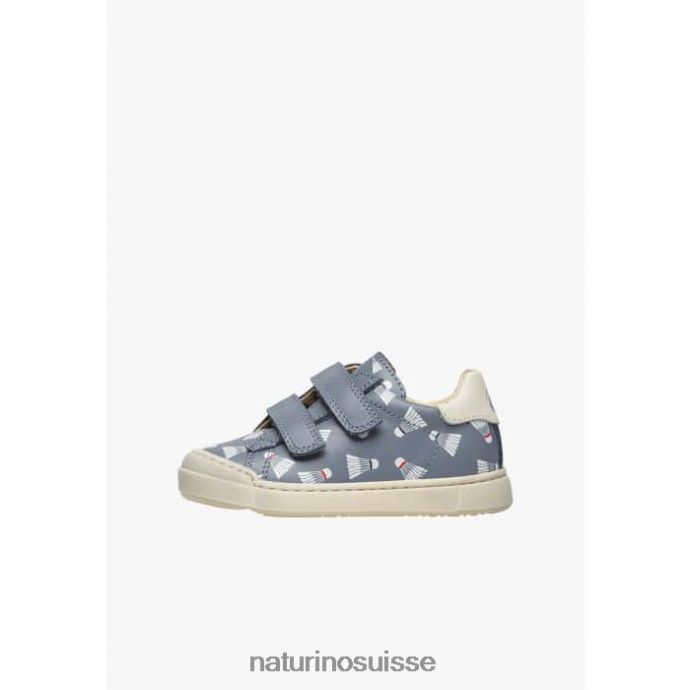 enfants vl eindhoven T88FLL458 Naturino baskets en cuir avec imprimé bleu clair