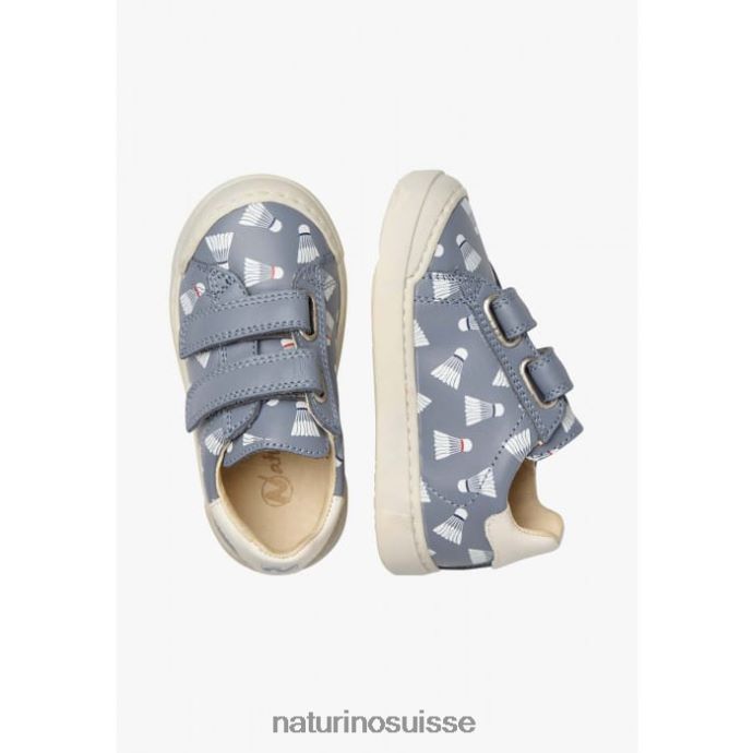 enfants vl eindhoven T88FLL458 Naturino baskets en cuir avec imprimé bleu clair