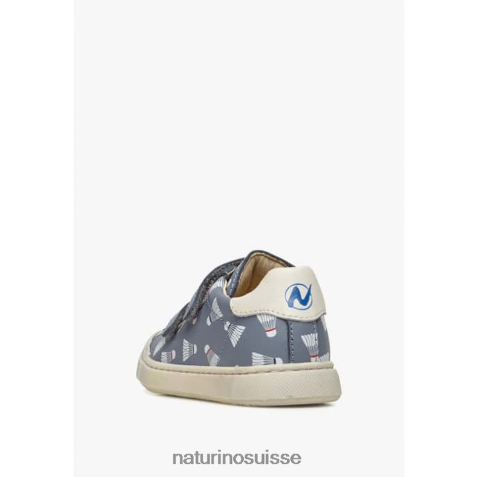 enfants vl eindhoven T88FLL458 Naturino baskets en cuir avec imprimé bleu clair